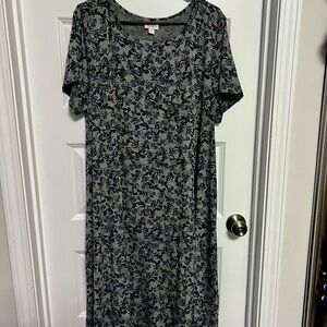 LuLaRoe Blue and Gray Minnie Mouse Midi Dress